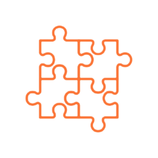 Interlocked puzzle pieces to illustrate the concept of Aquila's AI test software integration with other enterprise software.